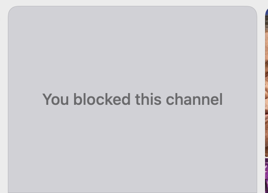 Screenshot of Apple News with an article that says “You blocked this channel”